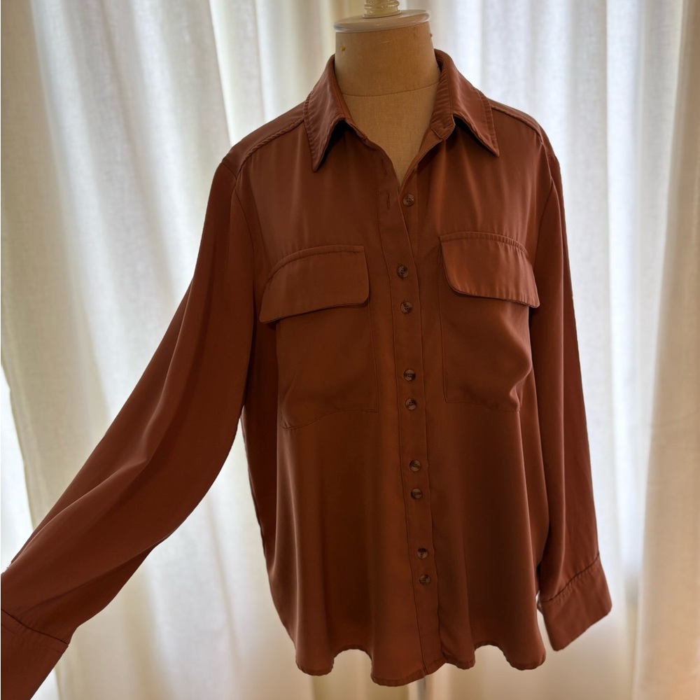 Women's Brown Button-Up Shirt